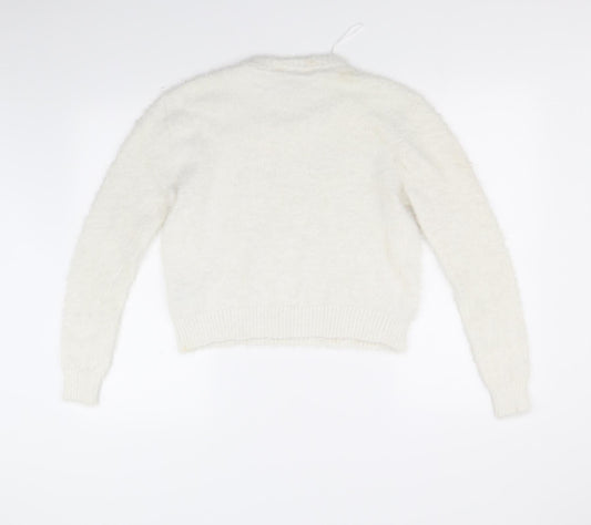 Divided Womens White Pullover Jumper Size XS