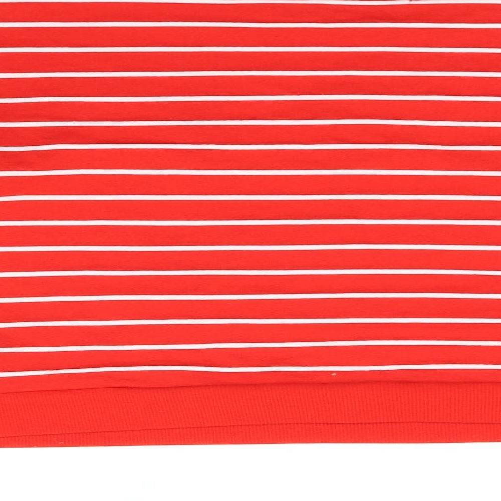 Brand and care label for Marks & Spencer Kids girls’ red striped jumper, size 12-13, years - bows