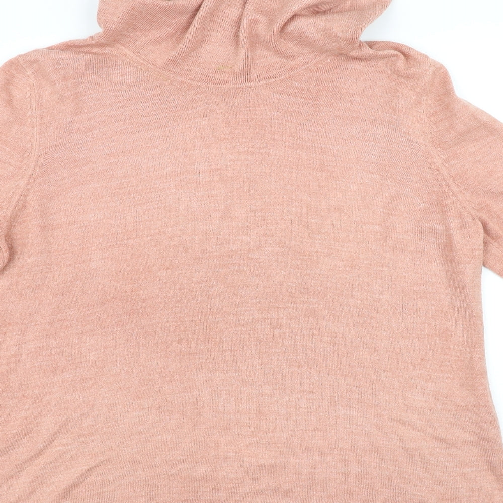 Brand and care label for Marks & Spencer women’s orange jumper, size UK 14