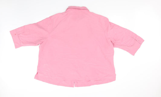 Liz Claiborne Womens Pink Basic Button-Up Size 3XL