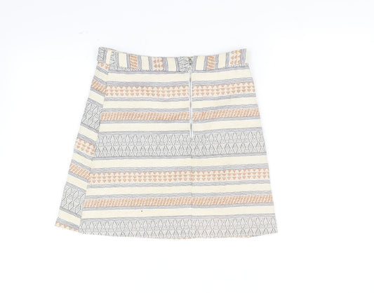 River Island Girls White Geometric Flare Skirt Size 12 Years