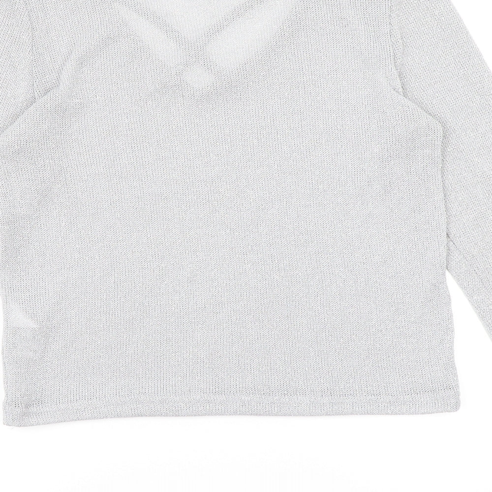 Brand and care label for Divided by H&M women’s silver knit jumper, size M