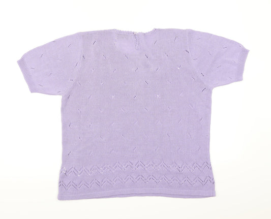 Affections Womens Purple Knit Pullover Jumper Size M