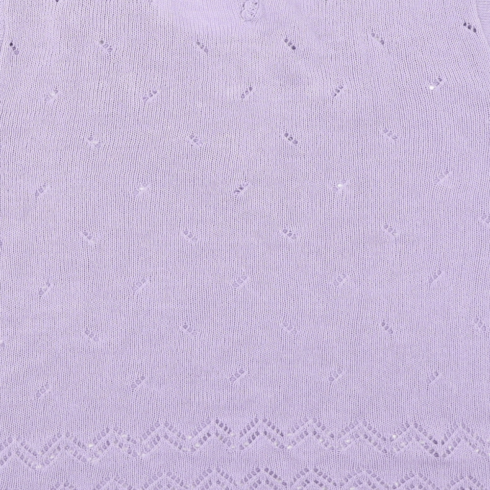 Brand and care label for Affections women’s purple knit jumper, size M