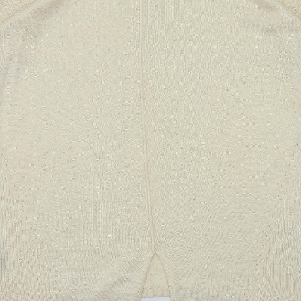 Brand and care label for Topshop women’s ivory basic t-shirt, size UK 8
