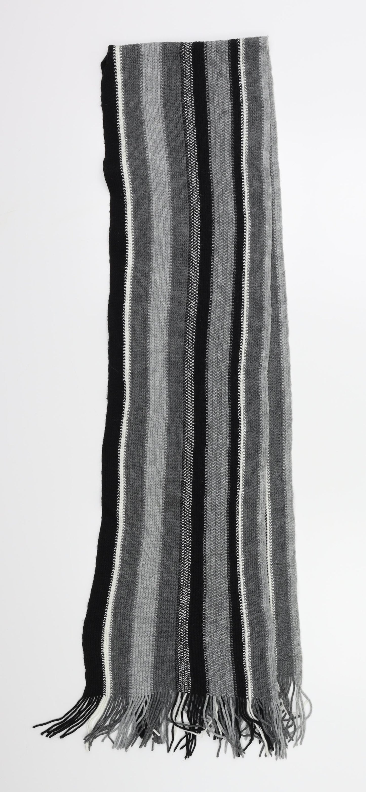 Preworn Unisex Black Striped Scarf One Size