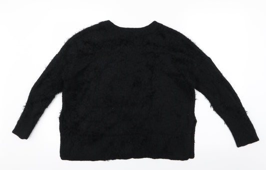 H&M Womens Black Knit Pullover Jumper Size 10