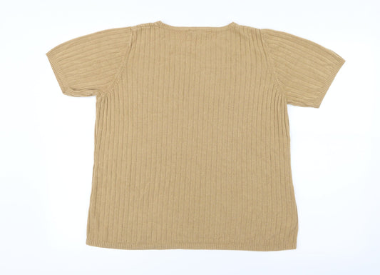 BHS Womens Beige Knit Basic T-Shirt Size 18