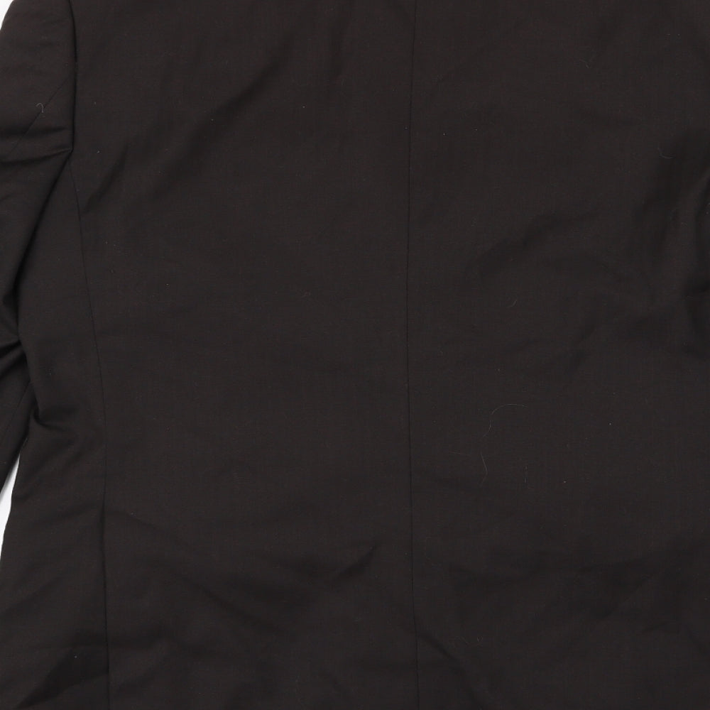 Brand and care label for Jones men’s black jacket suit jacket, size 38