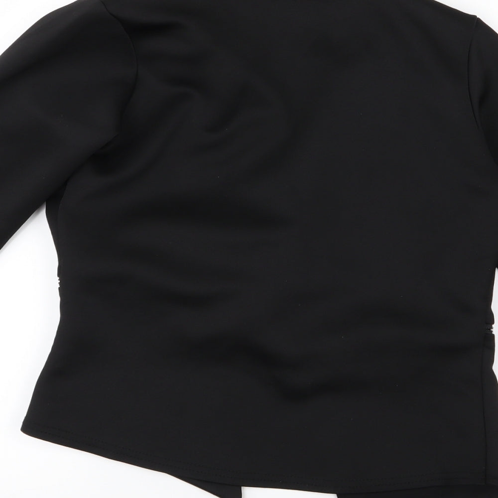 Brand and care label for Boohoo women’s black jacket, size UK 10