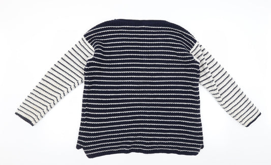 Marks and Spencer Womens Blue Striped Pullover Jumper Size L
