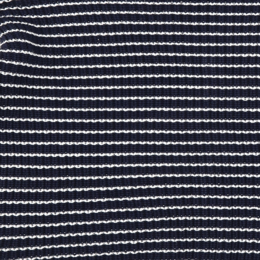 Brand and care label for Marks & Spencer women’s blue striped jumper, size L
