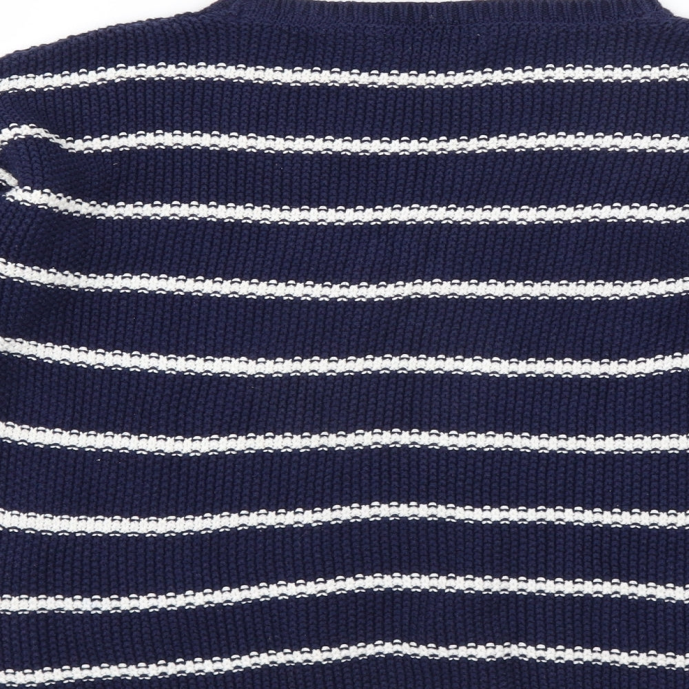 Marks and Spencer Girls Blue Striped Pullover Jumper Size 13-14 Years