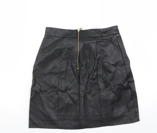 River Island Womens Black A-Line Skirt Size 8 - pleated front