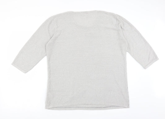 Slimma Womens Grey Pullover Jumper Size 20 - Floral embroidery