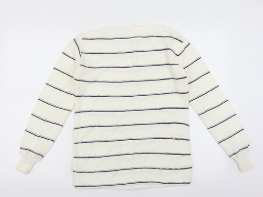 Dorothy Perkins Womens White Striped Pullover Jumper Size S