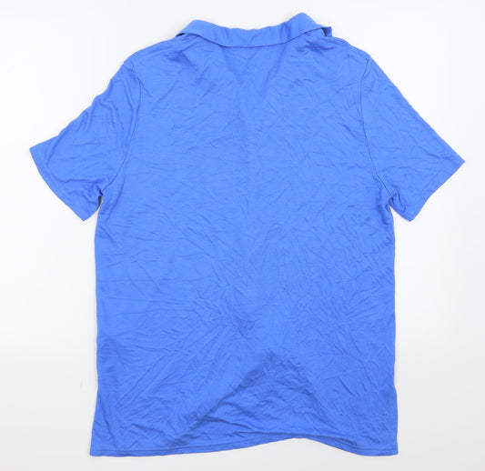M&S Womens Blue Basic Button-Up Size 16