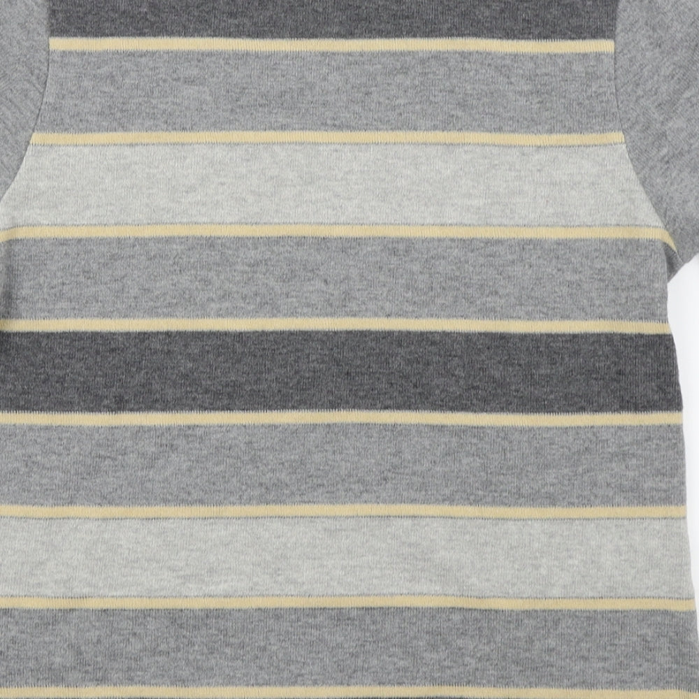Basler Womens Grey Striped Basic T-Shirt Size 10