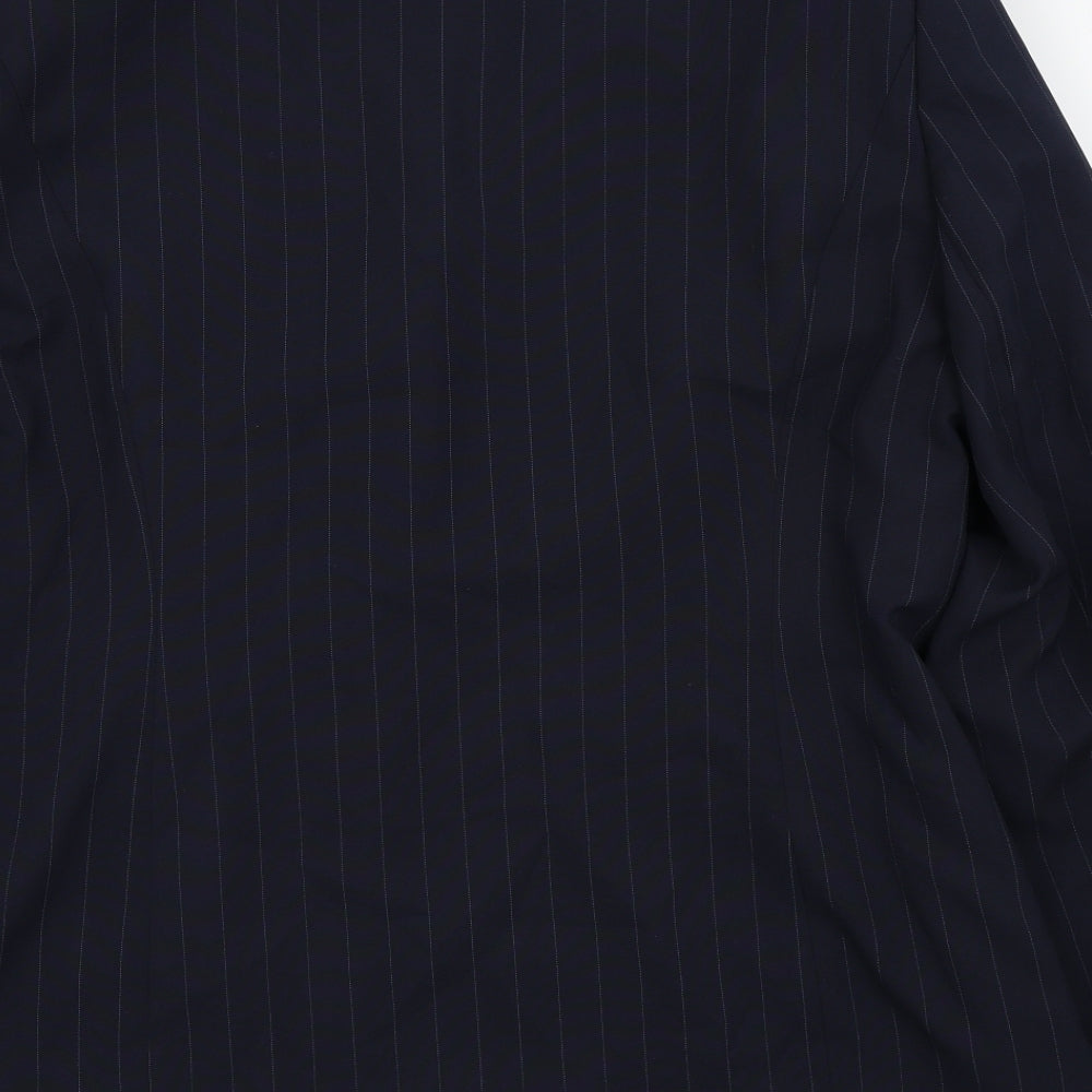 Brand and care label for Bonmarché women’s blue pinstripe jacket blazer, size UK 20