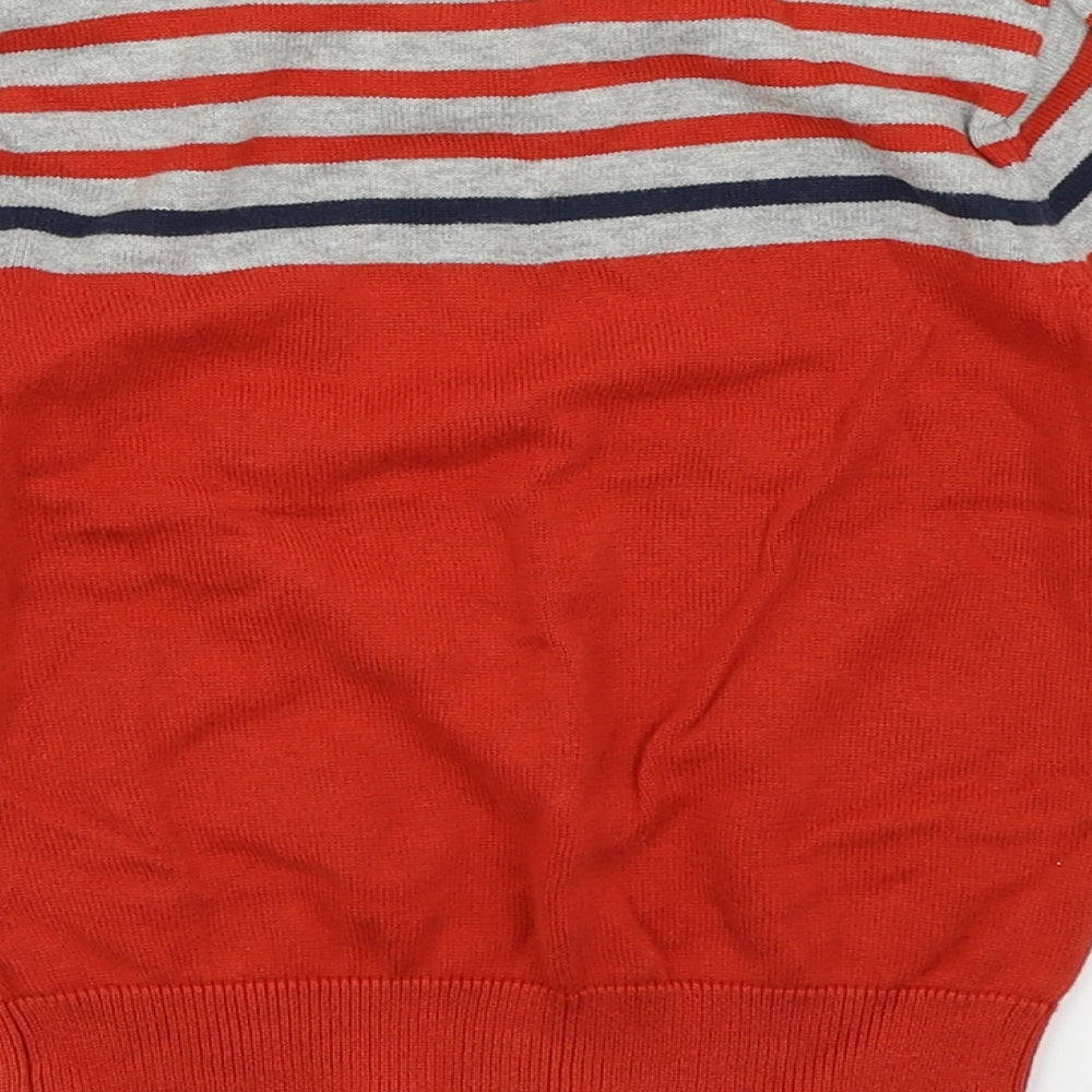 Brand and care label for Asda George boys’ red striped jumper, size 3-4, years