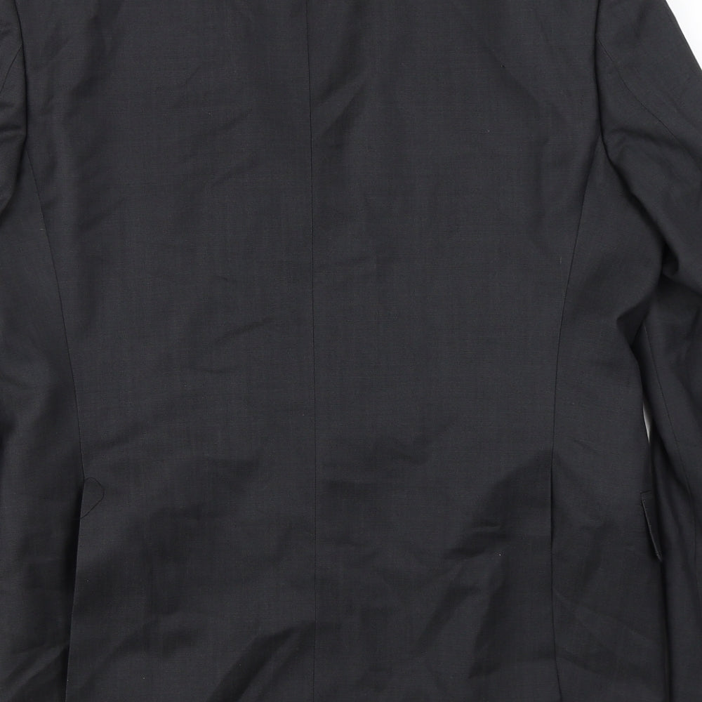 Brand and care label for MFC Official men’s grey jacket blazer, size 34