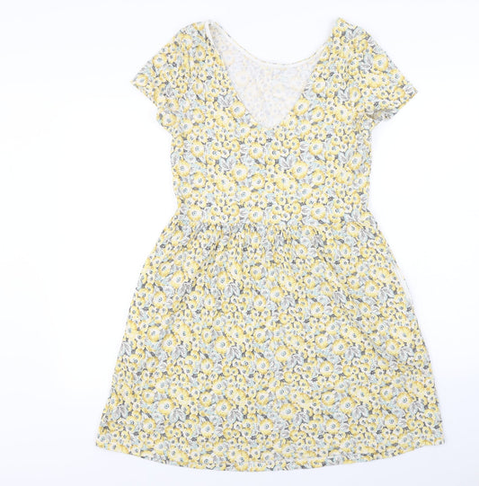 NEXT Womens Yellow Floral A-Line Size 12
