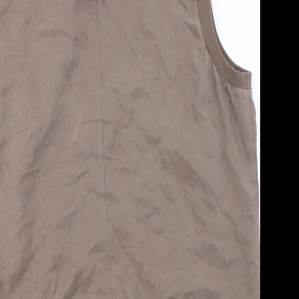 Brand and care label for Taillissime women’s brown jacket coat, size UK 14