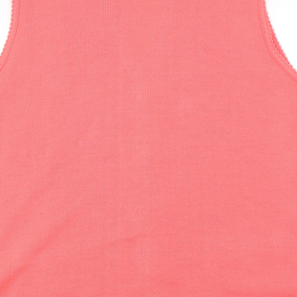 Brand and care label for Future Lady women’s orange cardigan jumper, size L