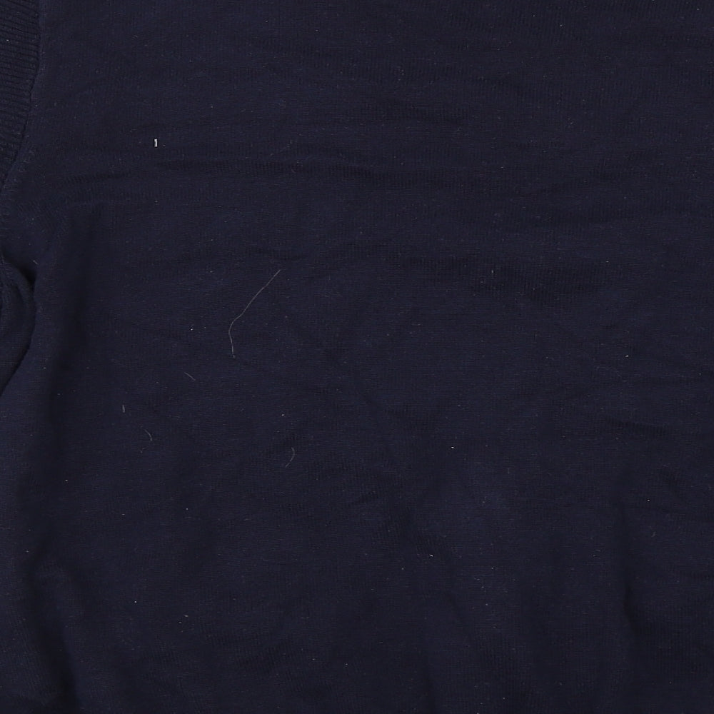 Brand and care label for Marks & Spencer women’s blue full zip jumper, size L