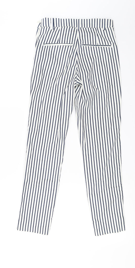 H&M Womens White Striped Trousers Size 6 L26 in