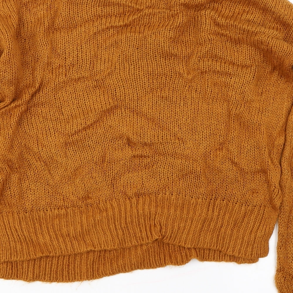 Brand and care label for New Look women’s brown jumper, size S