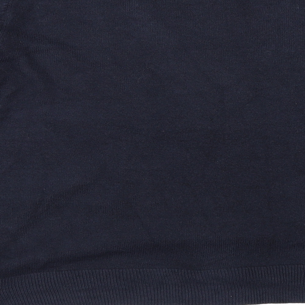Brand and care label for Marks & Spencer women’s blue jumper, size UK 16