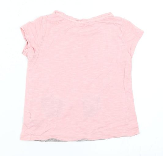 M&Co Girls Pink Basic T-Shirt Size 5-6 Years - Cat