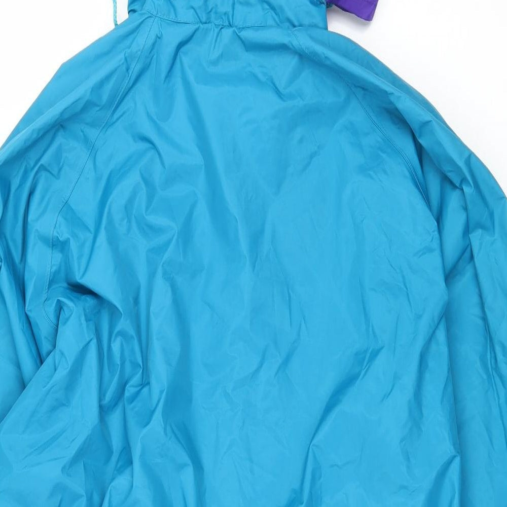 Brand and care label for Sporting Life men’s blue geometric rain coat coat, size S
