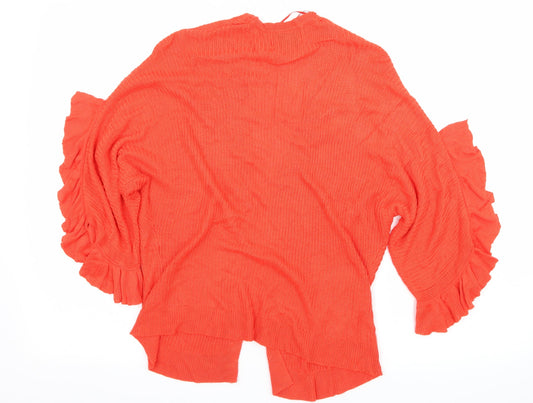 Papaya Womens Orange Knit Cardigan Jumper Size S
