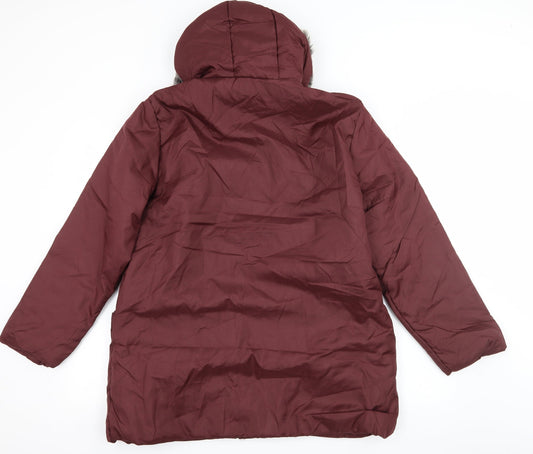 Anne De Lancay Womens Red Parka Coat Size M