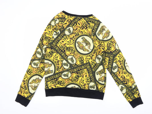 Topshiop Womens Yellow Geometric Jersey Pullover Sweatshirt Size 10 - Tiger