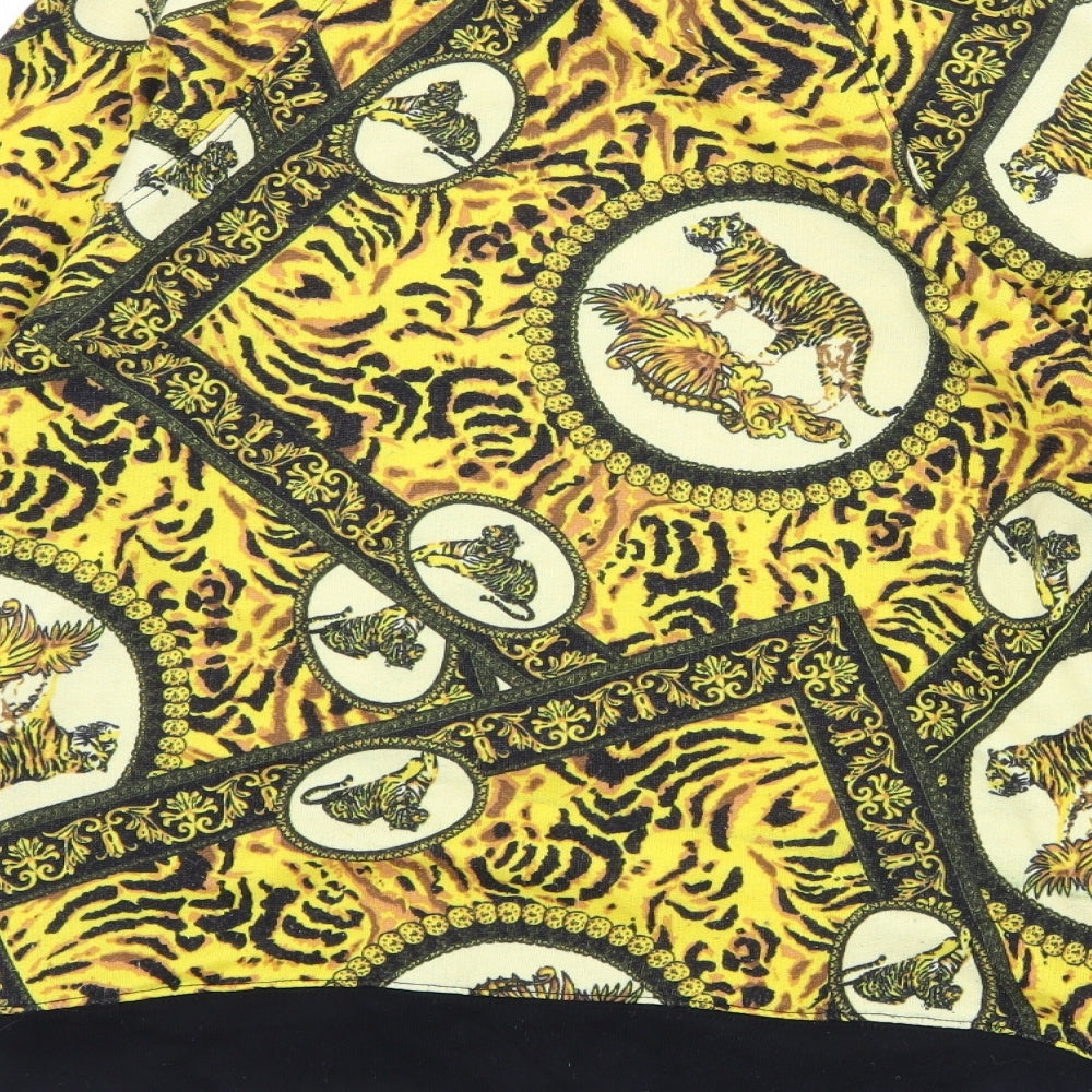 Topshiop Womens Yellow Geometric Jersey Pullover Sweatshirt Size 10 - Tiger