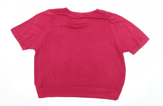 Marks and Spencer Womens Pink Knit Basic T-Shirt Size 18