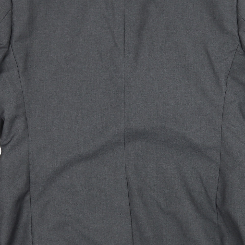 Brand and care label for Topman men’s grey jacket suit jacket, size L