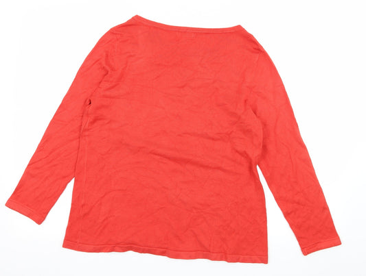 M&Co Womens Red Knit Pullover Jumper Size 14