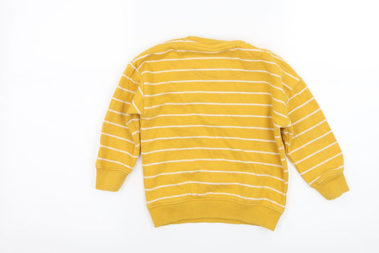 F&F Boys Yellow Striped Jersey Pullover Sweatshirt Size 2-3 Years - Be Kind