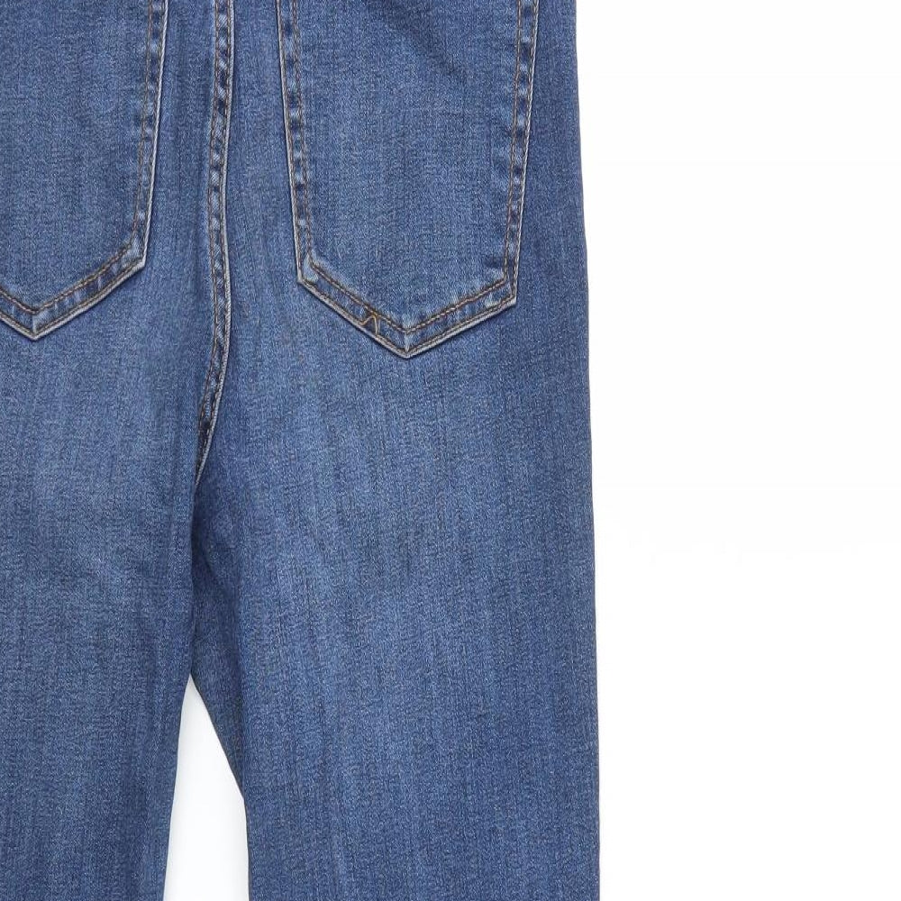 Brand and care label for Denim & Co. women’s blue denim skinny jeans, size UK 12, 25-inch leg