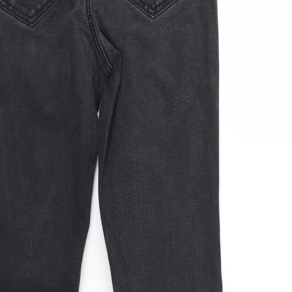 Brand and care label for George women’s black denim skinny jeans, size UK 8, 27-inch leg
