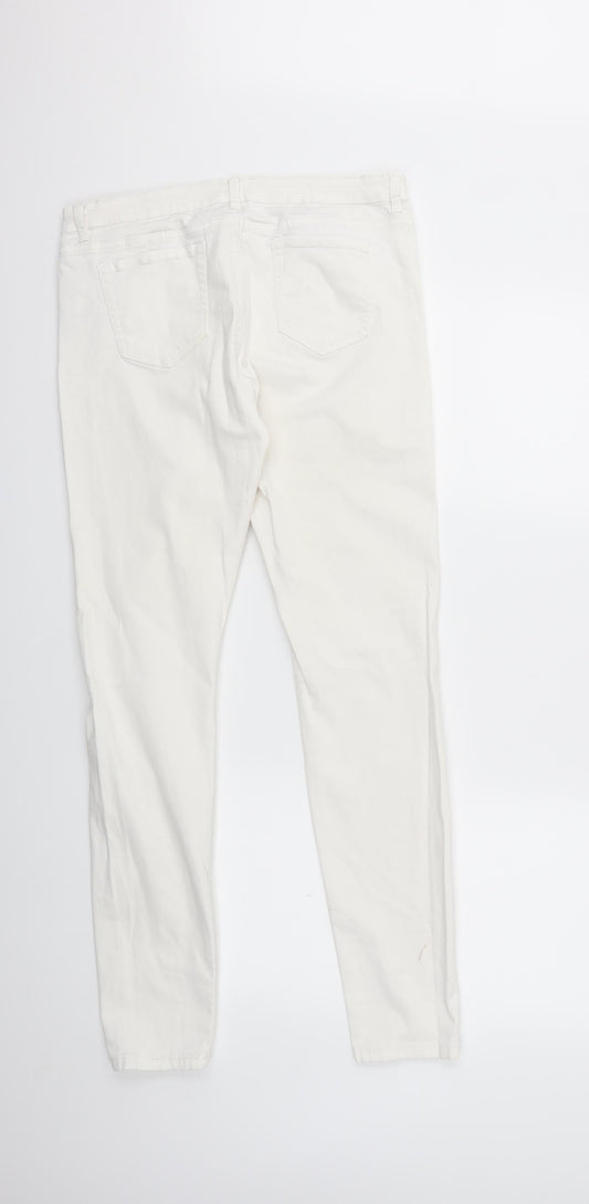 Denim & Co. Womens White Denim Skinny Jeans Size 14 L30 in