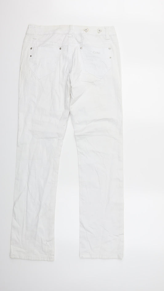 Miss Fanny Womens White Denim Straight Jeans Size 2XL L32 in