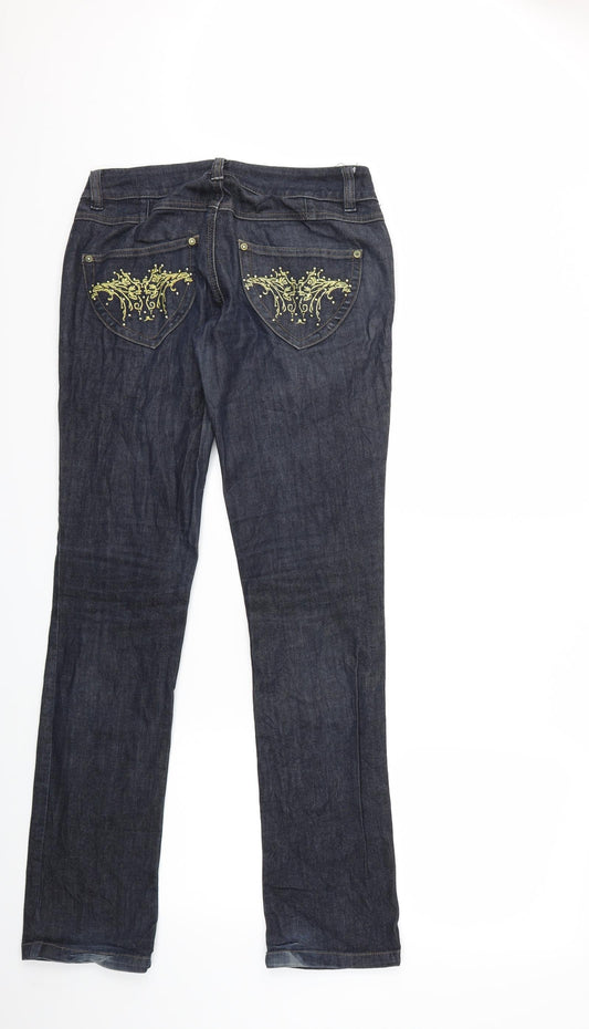 VERO MODA Womens Blue Denim Straight Jeans Size 30 in L32 in