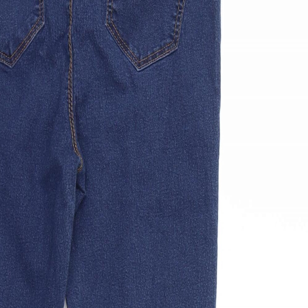 Brand and care label for Denim & Co. women’s blue denim skinny jeans, size UK 14, 25-inch leg