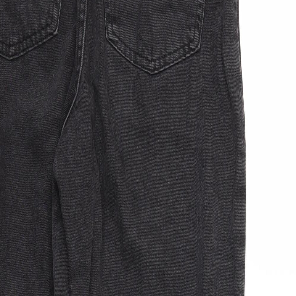 Brand and care label for Denim & Co. women’s black denim mom jeans, size UK 8, 30-inch leg