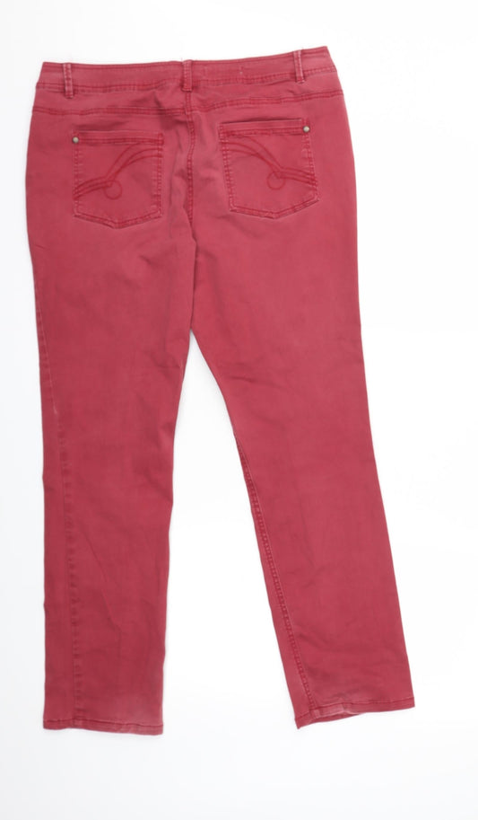 BHS Womens Red Denim Skinny Jeans Size 16 L29 in